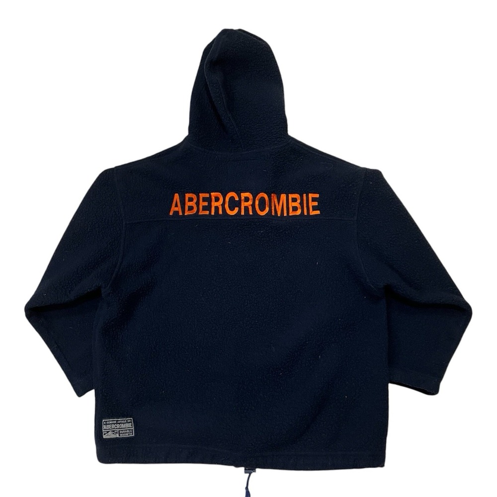 Vintage 90s Abercrombie Sherpa Hoodie Men's Medium Oversized Blue Gorpcore Rare